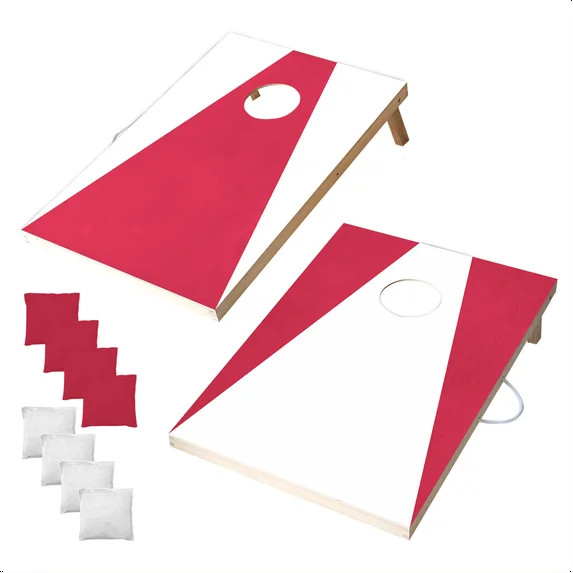 Wooden Cornhole Set, Cardinal & White Colors, Stick & Slide Bags, 10 Pieces, 2 Boards, 8 Bean Bag... | Walmart (US)