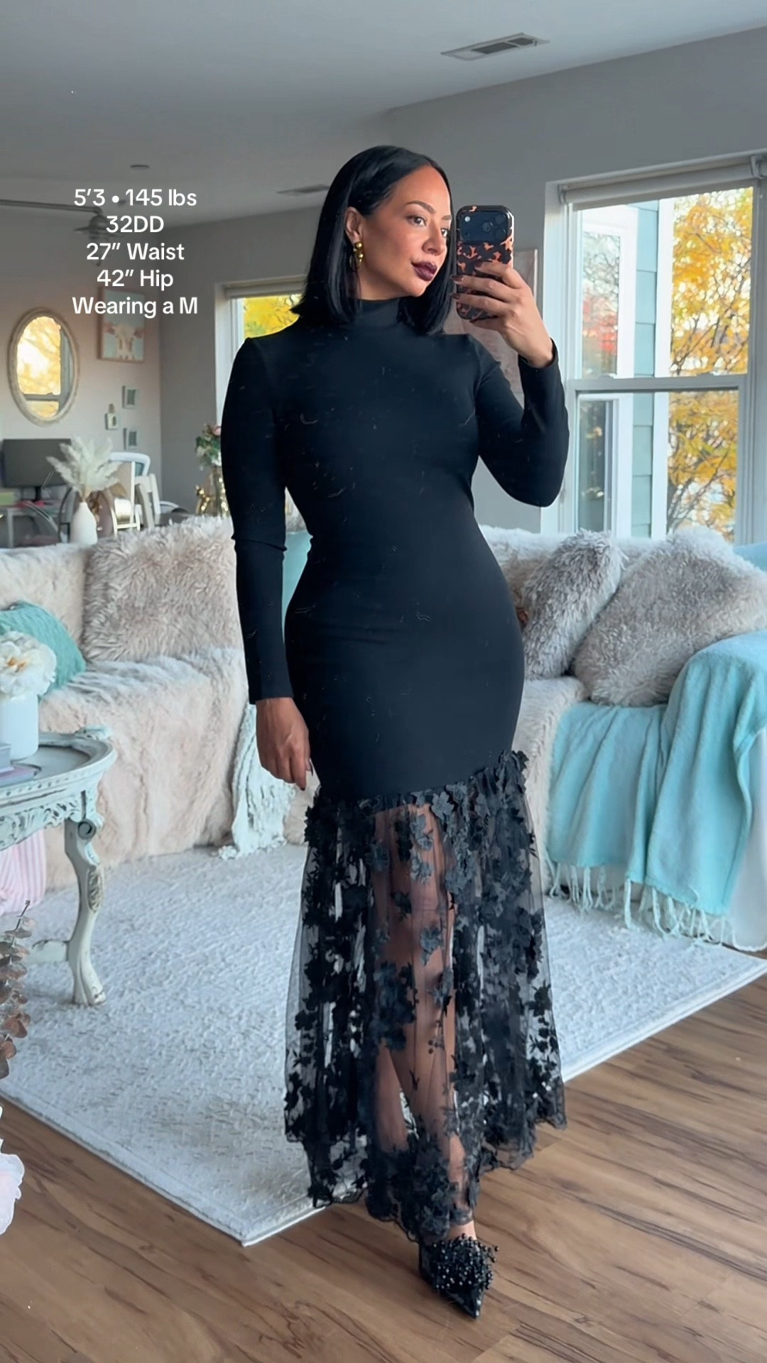 If a black widow was a wedding guest dress 😍🖤🕷️

WHERE TO WEAR IT: wedding, gala, holiday photos 
STRETCH: Yes
TRUE TO SIZE: Yes
OVERALL FIT: Fitted
PETITE FRIENDLY:  Yes

Sizing ⬇️
5’3 
Bust: 32DD
Waist: 27”
Hips: 42”
Wearing Size M 

Make sure you download the ✨FREE✨ LTK app and follow me @heyrissyrozay for all my style and beauty finds 🫶🏽

over 40 outfit ideas
petite curvy outfits 
fall wedding guest dresses