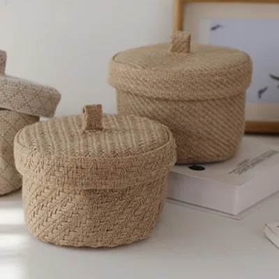 1pcs Jute Rope Basket with Lid,Decorative Woven Baskets with Lids,Round Basket,Small Basket with lid,Storage Baskets with Lids | Wayfair North America