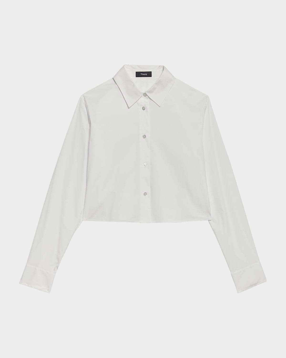 Button-Front Cropped Dress Shirt | Neiman Marcus