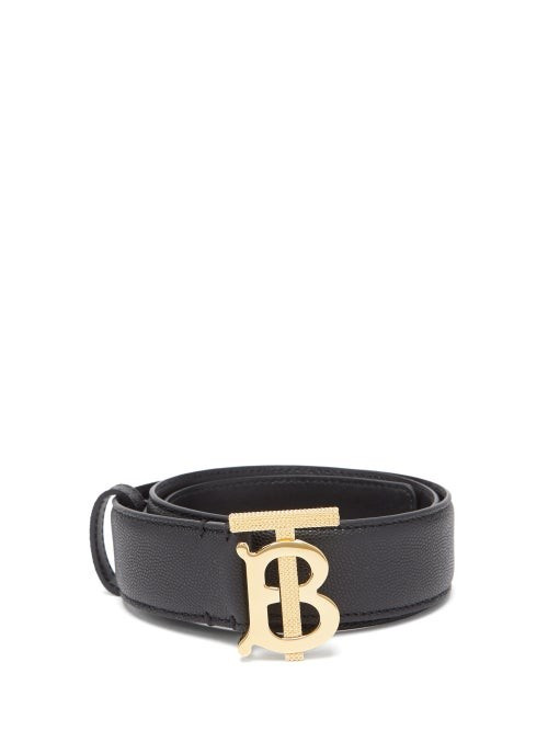 Burberry - Monogram-buckle Pebbled-leather Belt - Womens - Green Gold | Matches (US)