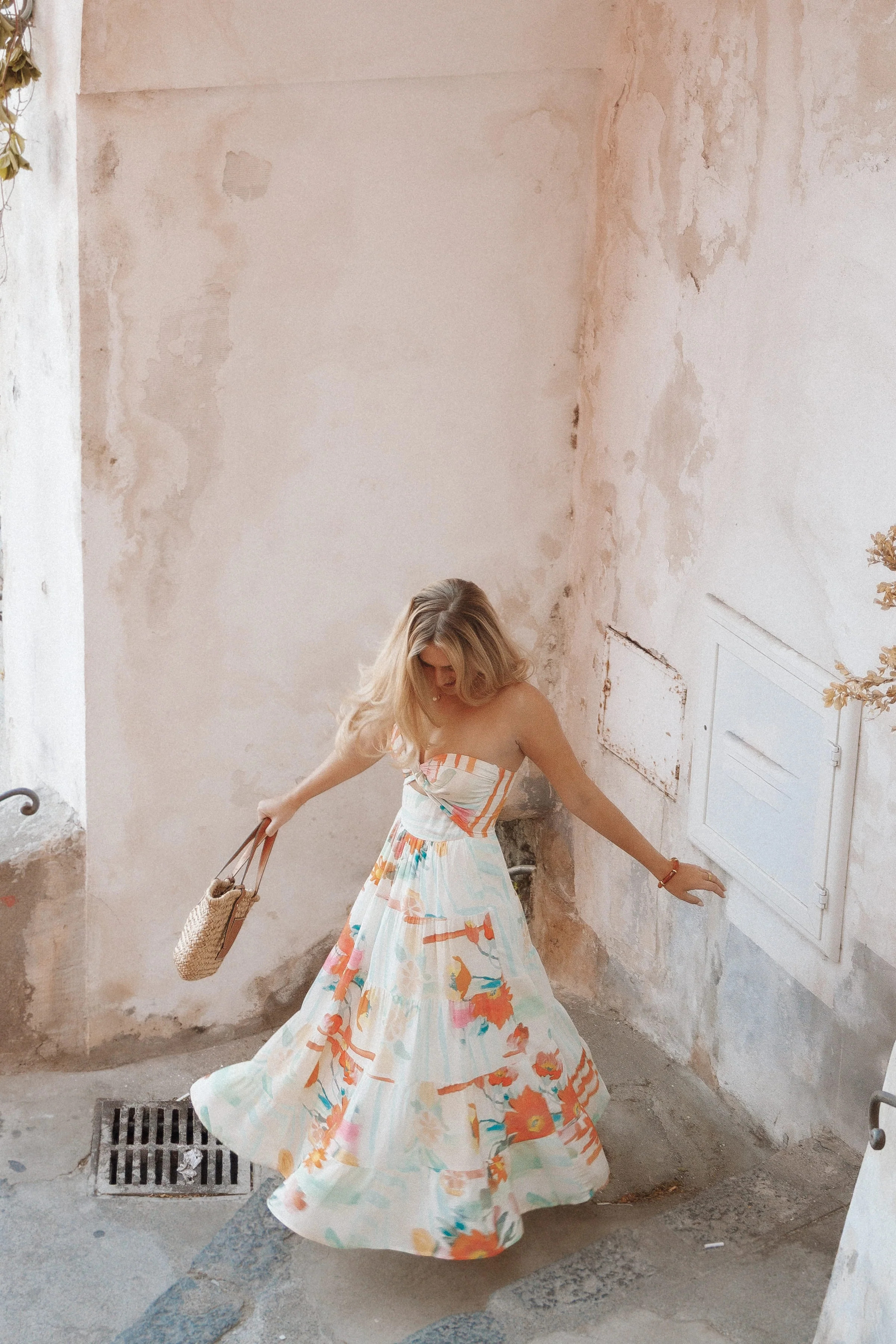 Sitara Strapless Midi Dress - Blue Alfresco Floral | Petal & Pup (US)