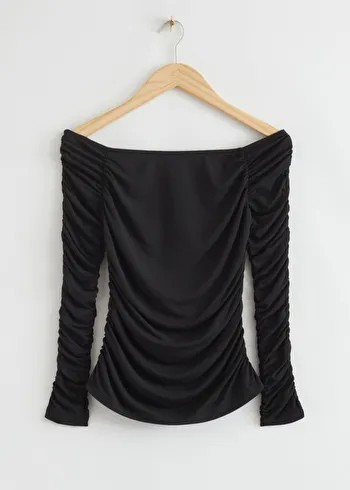 Off Shoulder Rouched Top - Black - & Other Stories GB | & Other Stories (EU + UK)