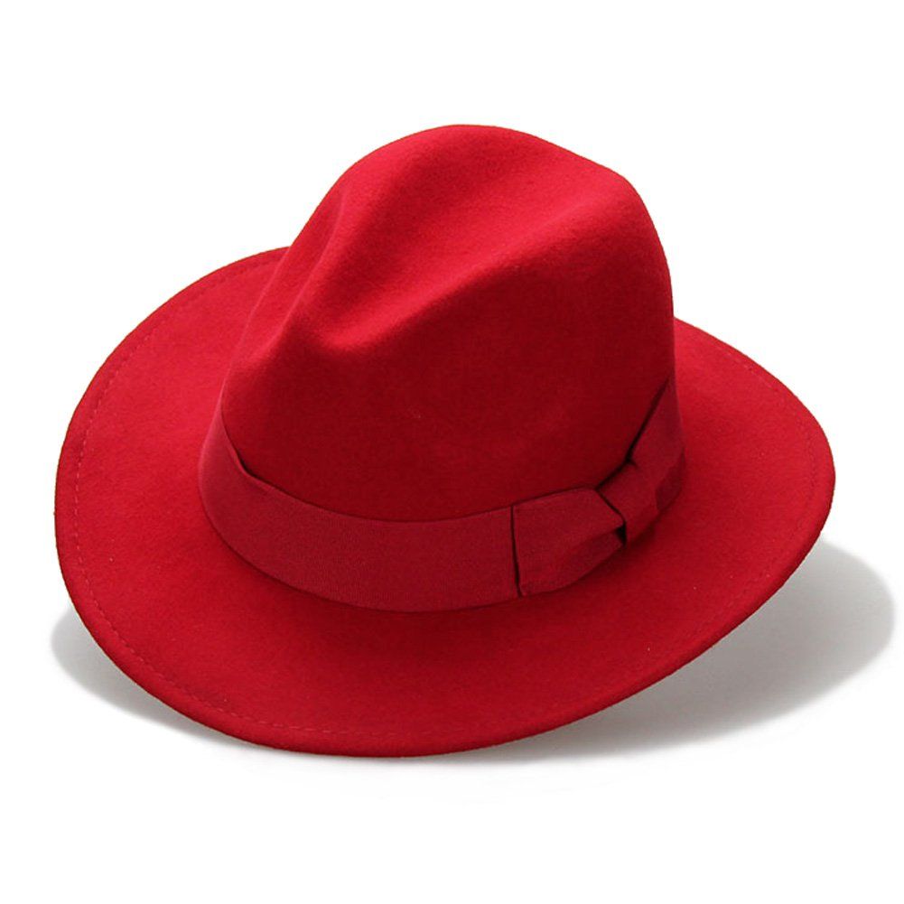 Vitality Shop Women's 100% Wool Felt Hat Jazz Hat Cowboy Hat Big Bowknot | Amazon (US)