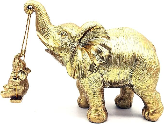 Boragai Gold Elephant Statue Figurines Home Decor - Good Luck Elephant Gifts for Mom & Women, Ele... | Amazon (US)