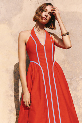 By Anthropologie Halter V-Neck Fit & Flare Midi Dress | Anthropologie (US)