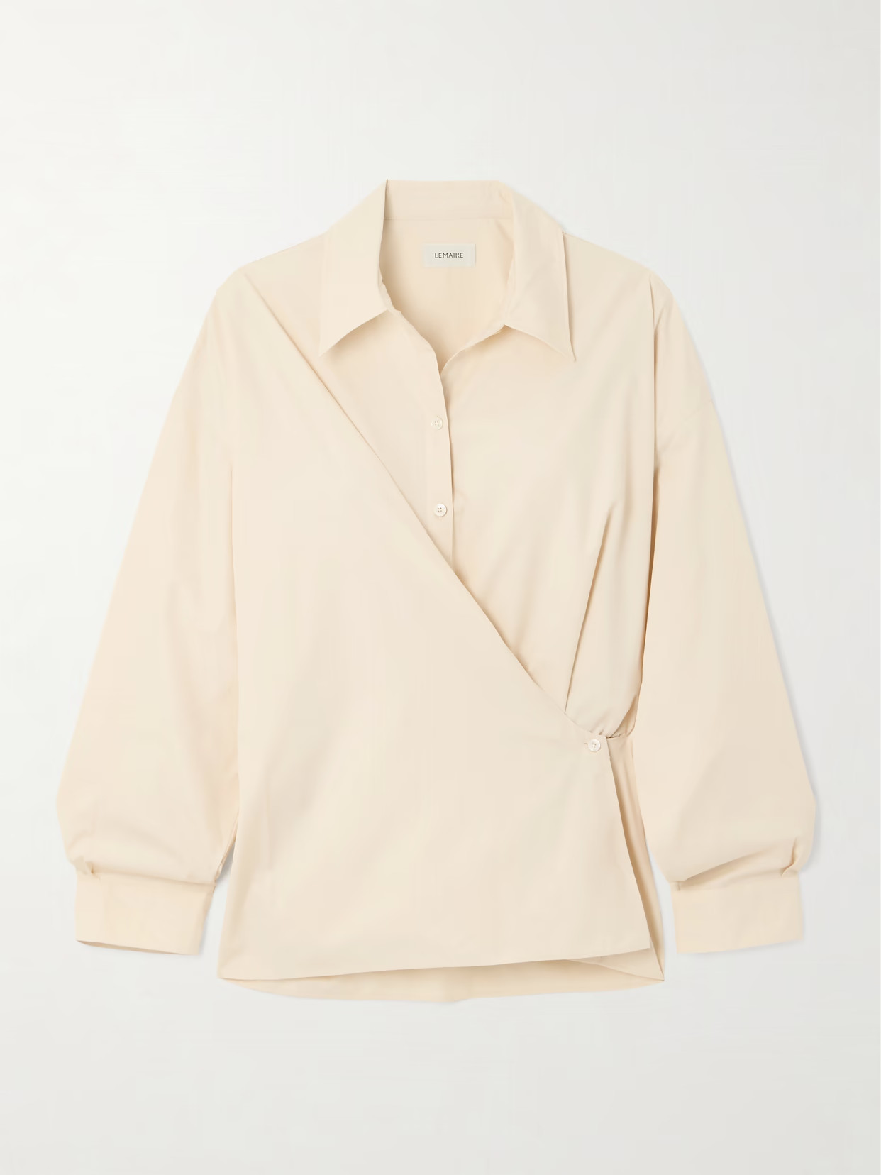 LEMAIRE - Twist-front Cotton-poplin Wrap Shirt - Cream | NET-A-PORTER (UK & EU)