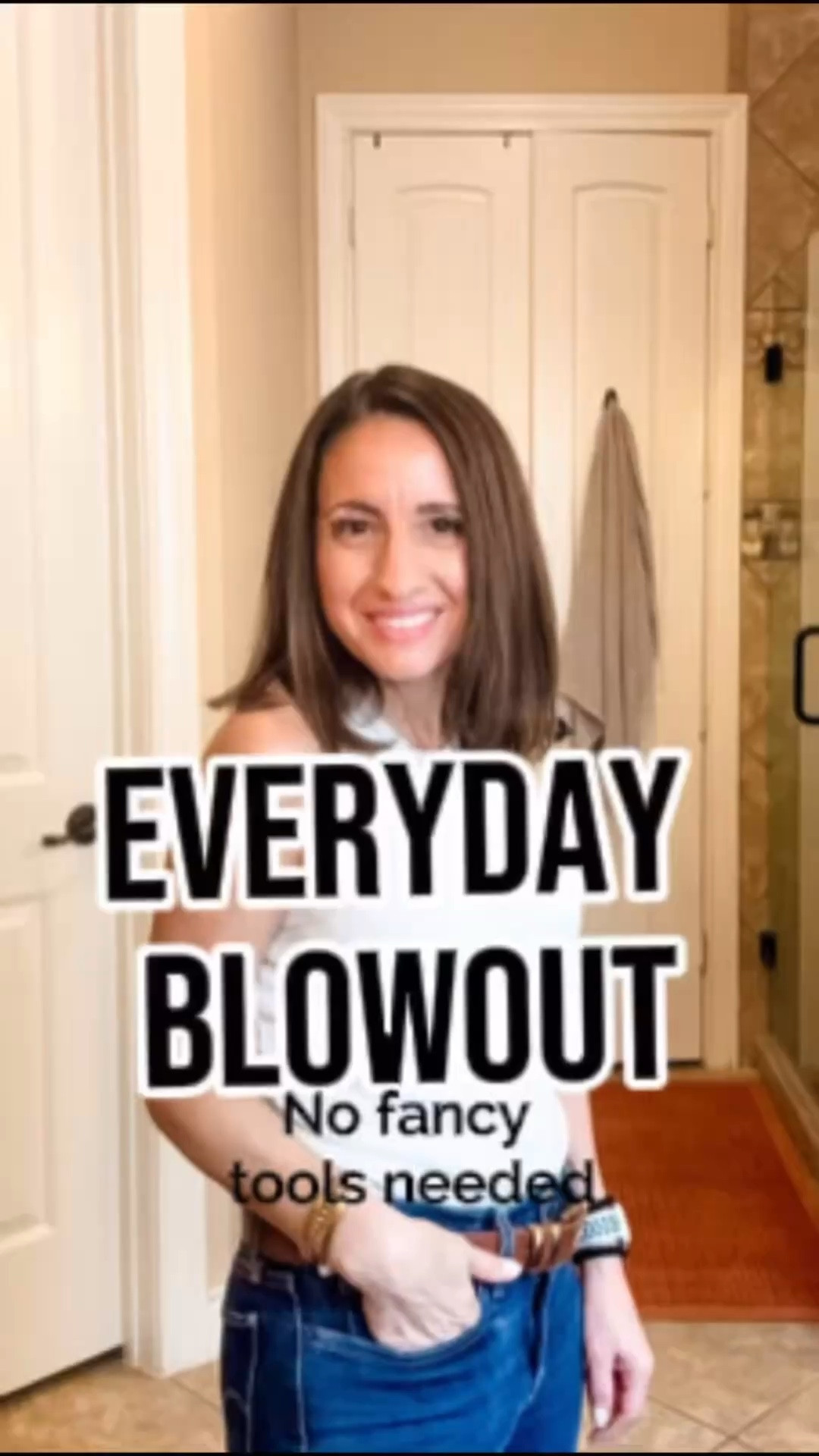 Hi! Everyday easy blowout that doesn’t need any special extravagant tools. 
You’ll need a blow dryer, ceramic round brush, Color Wow bombshell product. Make sure you have a clip or hair tie to keep your sections clean. 
 

#LTKPetite #LTKselfcare #LTKBeauty