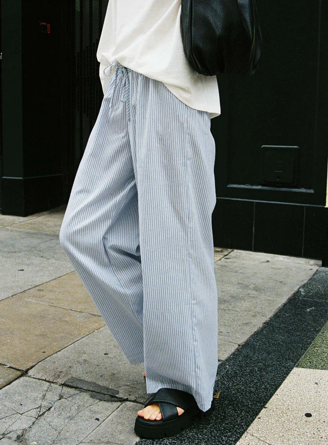 Holiday Tie Front Pant Blue/ White Stripe | Princess Polly US