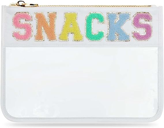 Chenille Letter Snack Pouch - PVC and Nylon Clear Flat Pouch For Travel and Organization, Glitter... | Amazon (US)