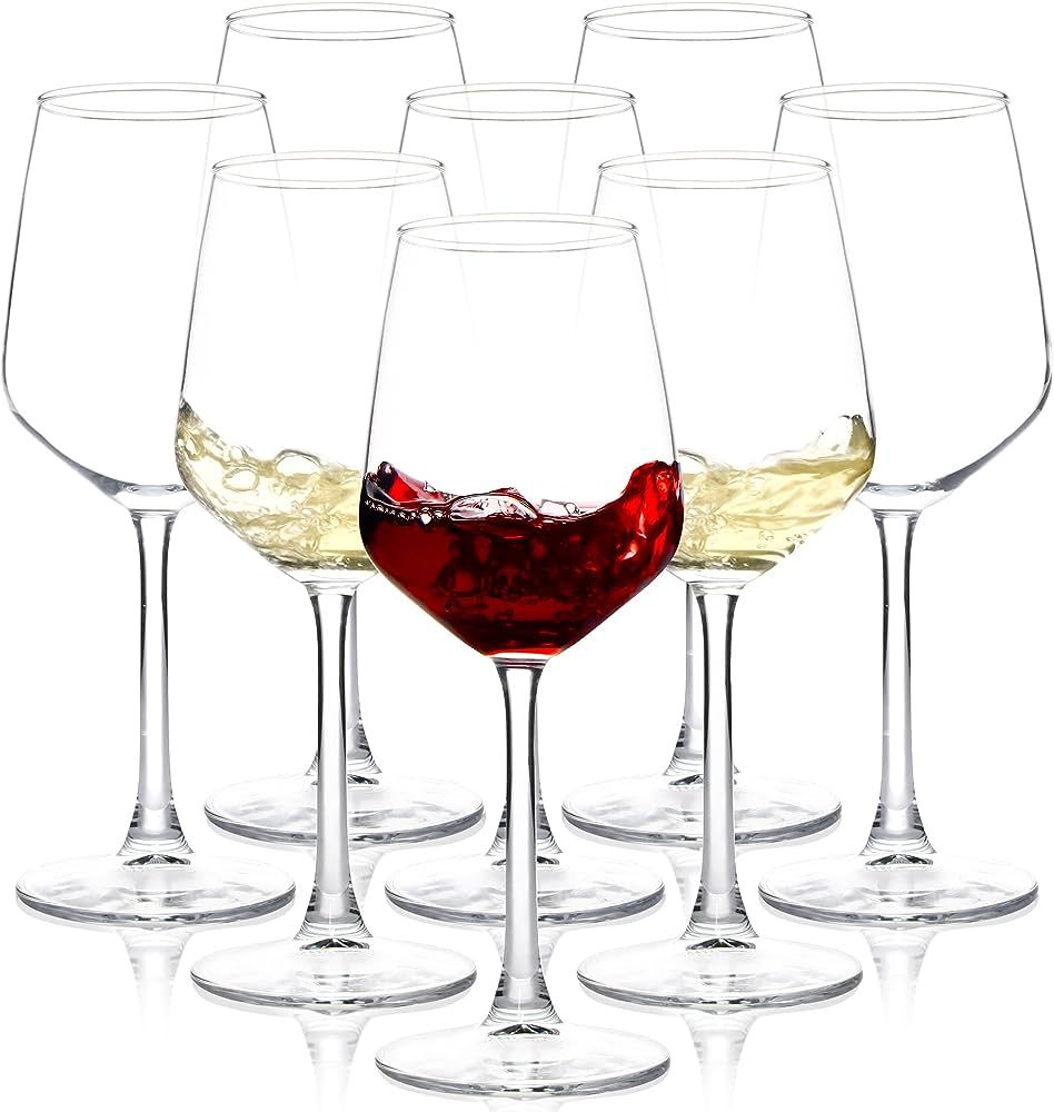 Long Stem Wine Glasses Set of 8, 12oz Clear Red/White for Party, Wedding and Home | Amazon (US)