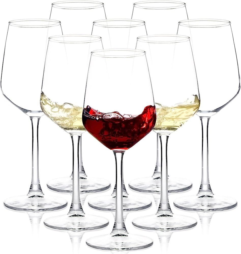 Wine Glasses Set of 8, 12oz Clear Red/White Wine Glasses, Long Stem Wine Glasses for Party, Weddi... | Amazon (US)