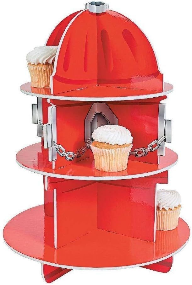 Fire Hydrant Cupcake Holder (3 tiers) Fire Truck Party Supplies | Amazon (US)