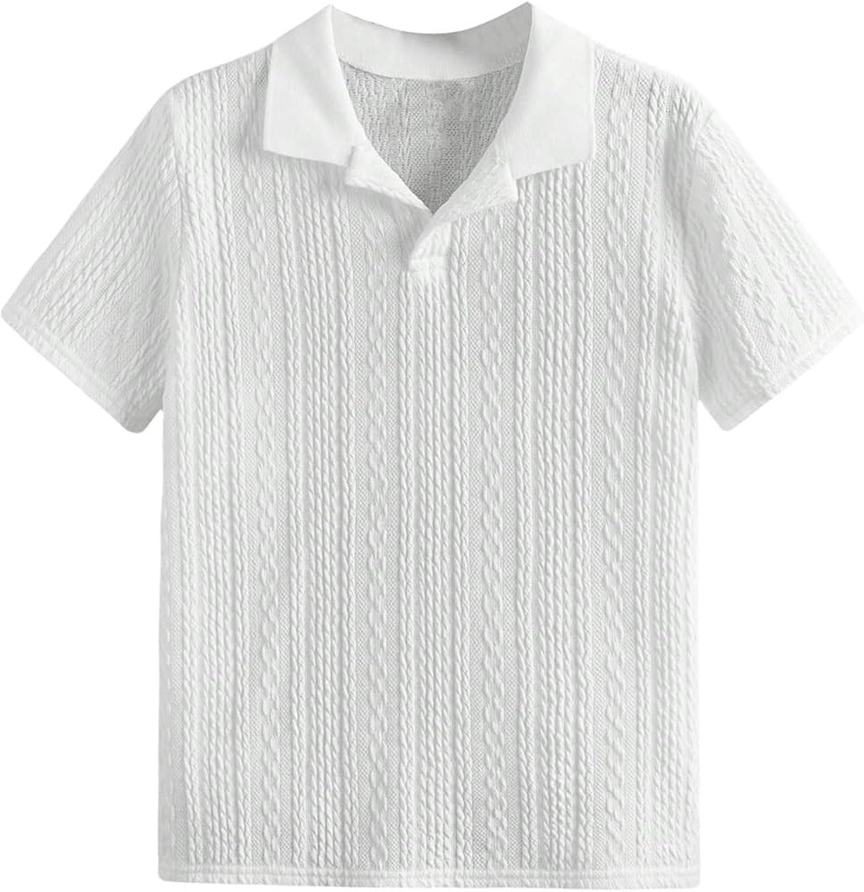 Verdusa Boys Button Down Dress Shirt Tops Short Sleeve Collar Casual Shirts for 8-14 Years Old | Amazon (US)