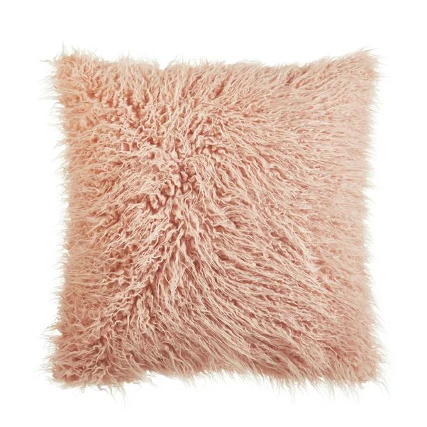 Better Homes & Gardens Mongolian Faux Fur Pillow, 22 x 22, Blush | Walmart (US)