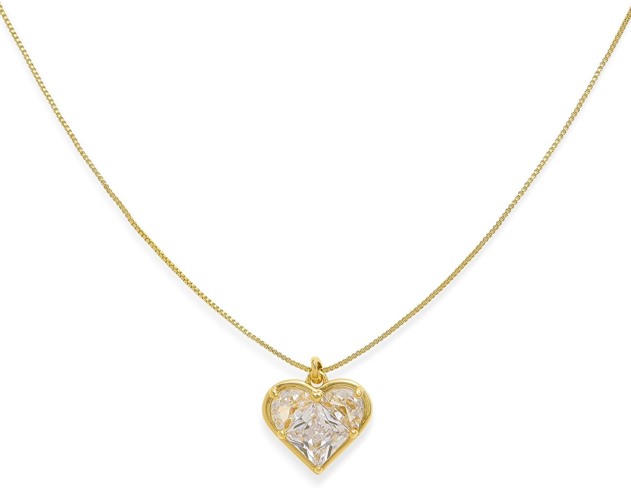 Sonateomber Dainty Chain Simple Pendant Necklace for Women, Cute Statement Rhinestone Single Dang... | Amazon (US)