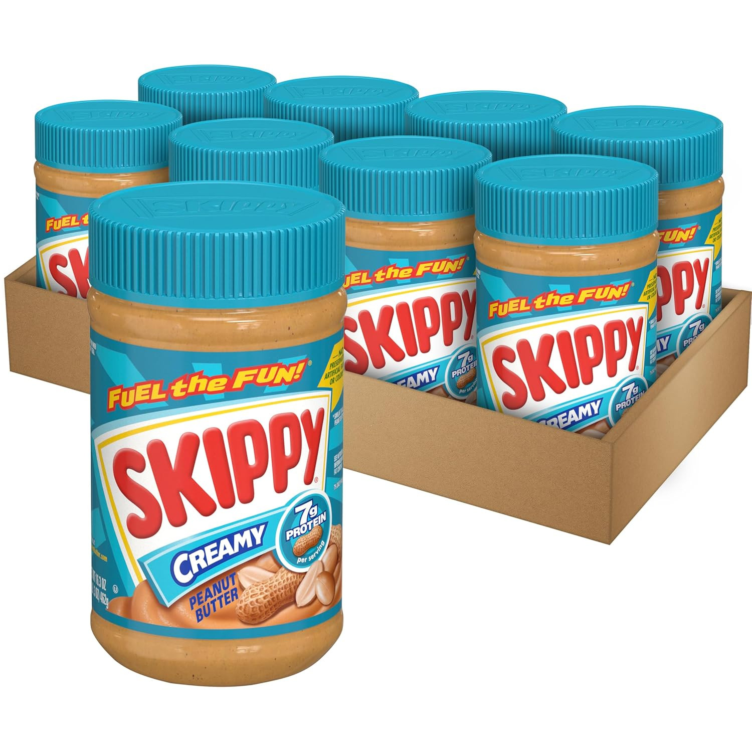SKIPPY Creamy Peanut Butter, Plant Based Protein, 16.3oz x8 | Amazon (US)
