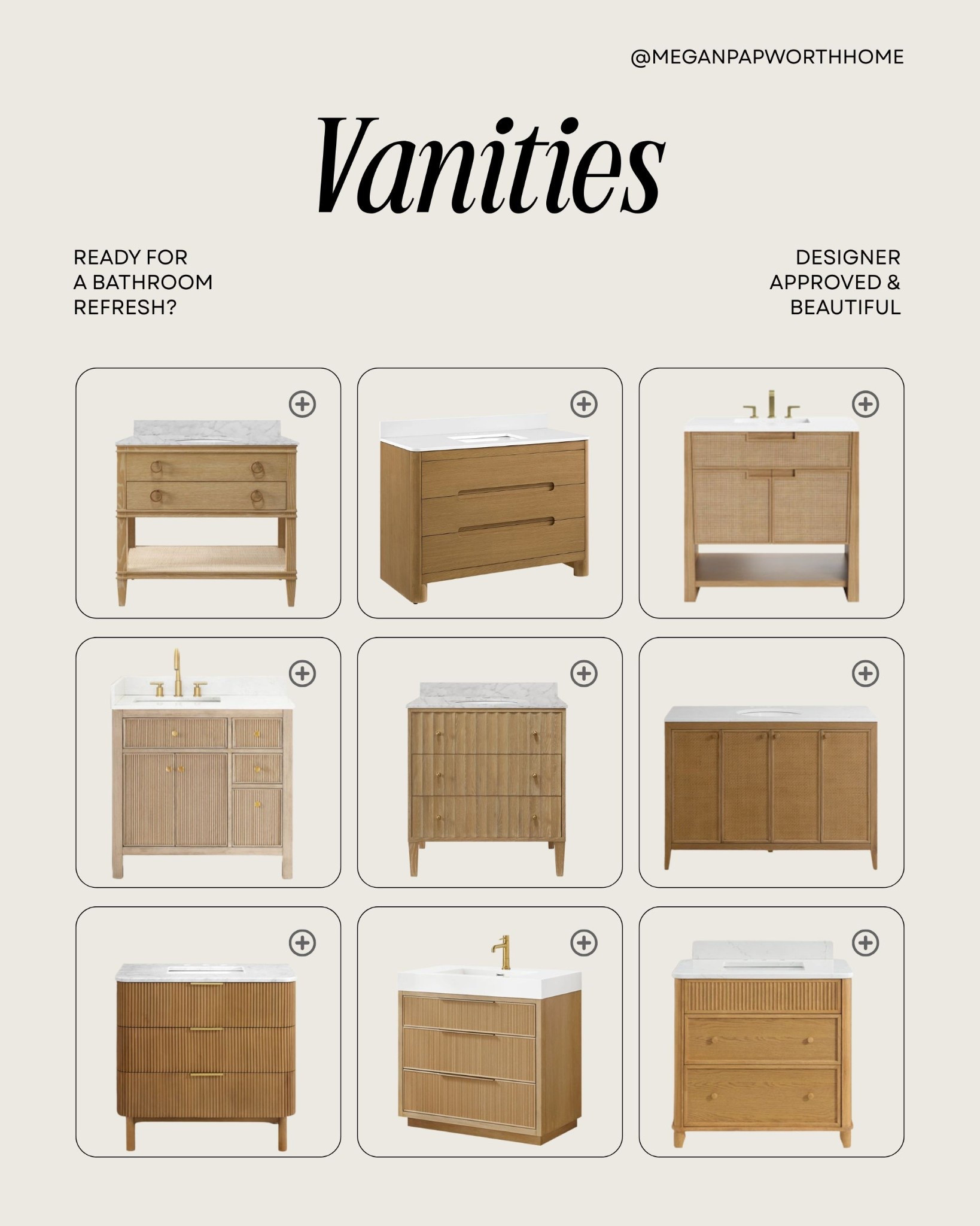 Anyone else out there itching for a bathroom refresh? Swapping out your builder grade vanity/cabinets with one of these beauties is a fool-proof way to get a beautiful custom looking bathroom 🤩 
