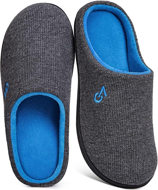 VeraCosy Men's Two-Tone Memory Foam House Slippers Indoor Outdoor Durable Rubber Sole | Amazon (US)