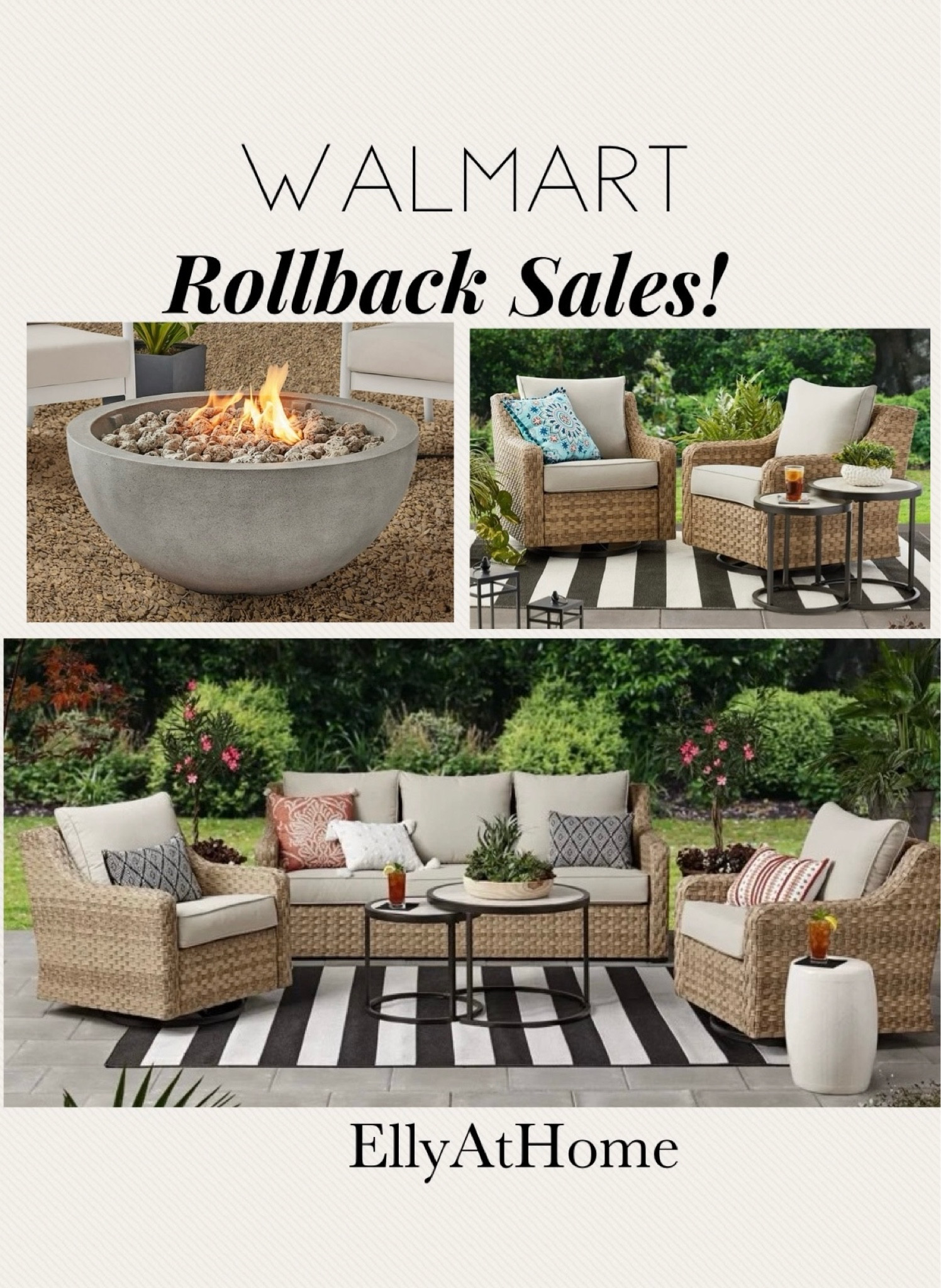 Rollback savings! Walmart’s Better Homes and Gardens best selling outdoor furniture collections, conversation sets, fire pit, on sale. Also shop area rugs, planters and accessories for porch, patio and backyard. Shop your favorites soon! 

#LTKfindsunder50 #LTKsalealert #LTKhome