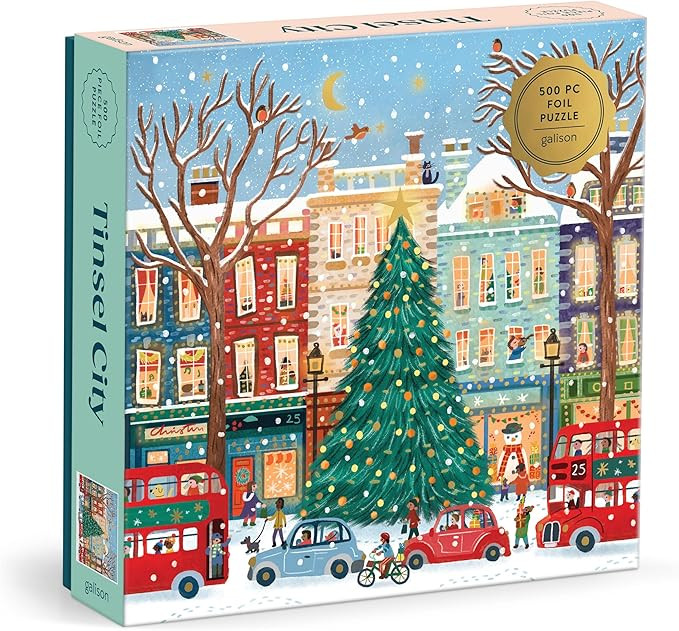 Galison Tinsel City – 500 Piece Foil Jigsaw Puzzle Featuring Charming Artwork of Decorated Chri... | Amazon (US)