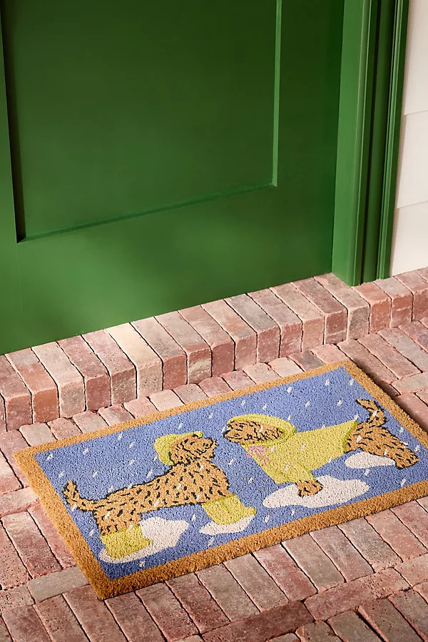 Rain Doodle Coir Printed Doormat | Anthropologie (US)