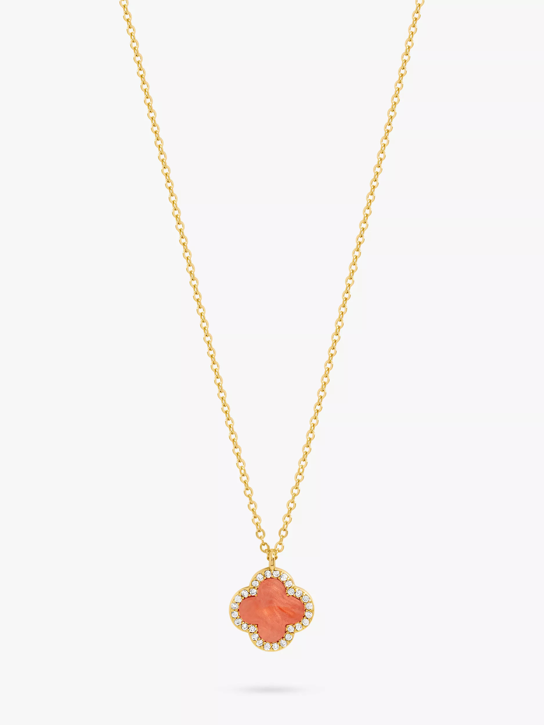 Coral Clover Pendant Necklace, Gold | John Lewis (UK)
