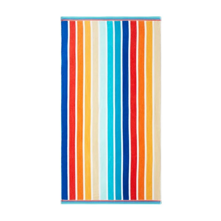 Mainstays Cotton Blend Retro Stripe Multicolor Cool Quick Dry Beach Towel, 34" X 64" | Walmart (US)