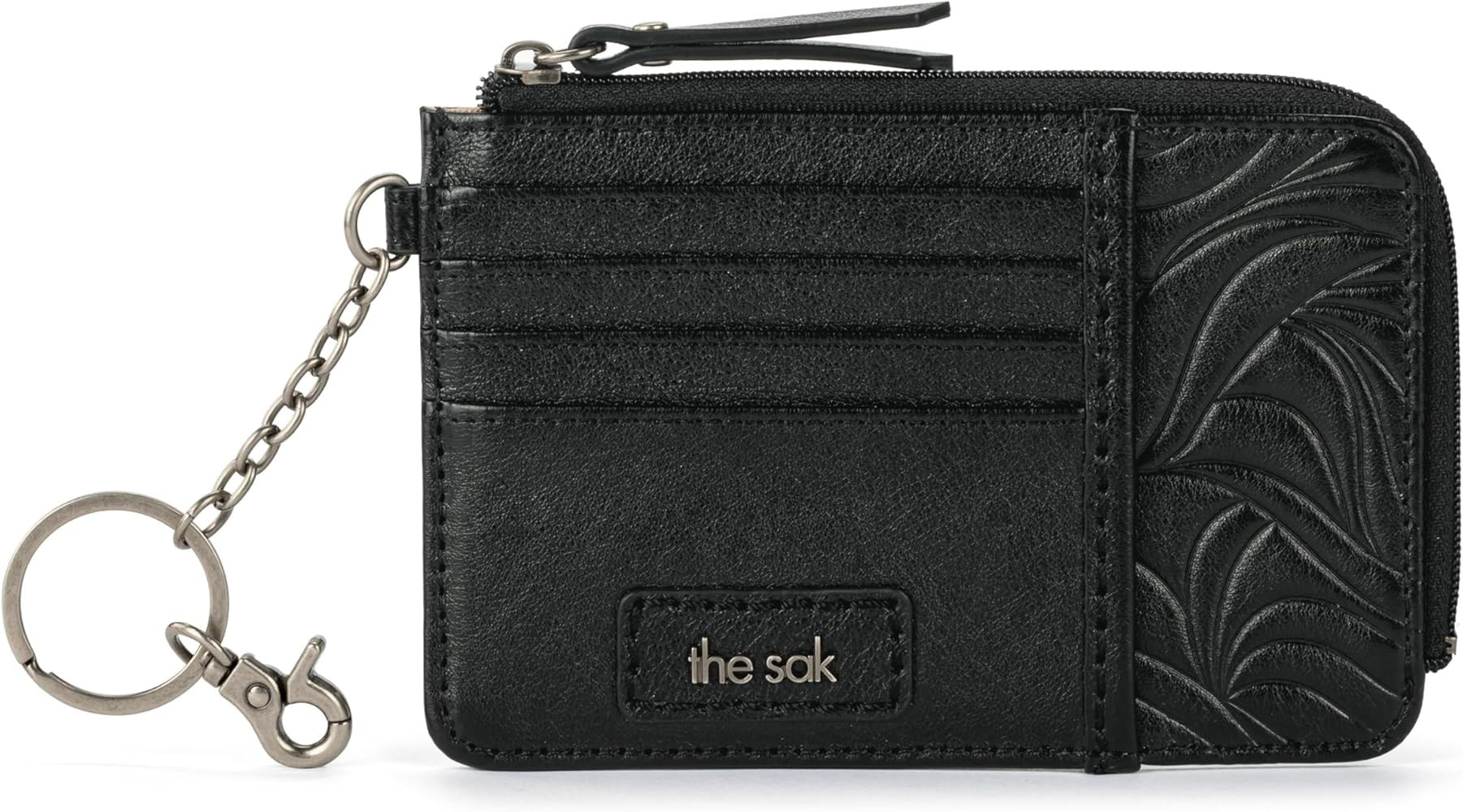 The Sak Iris Wallet in Leather, Elevated Card Holder with Keychain, Black Leaf Embossed II | Amazon (US)