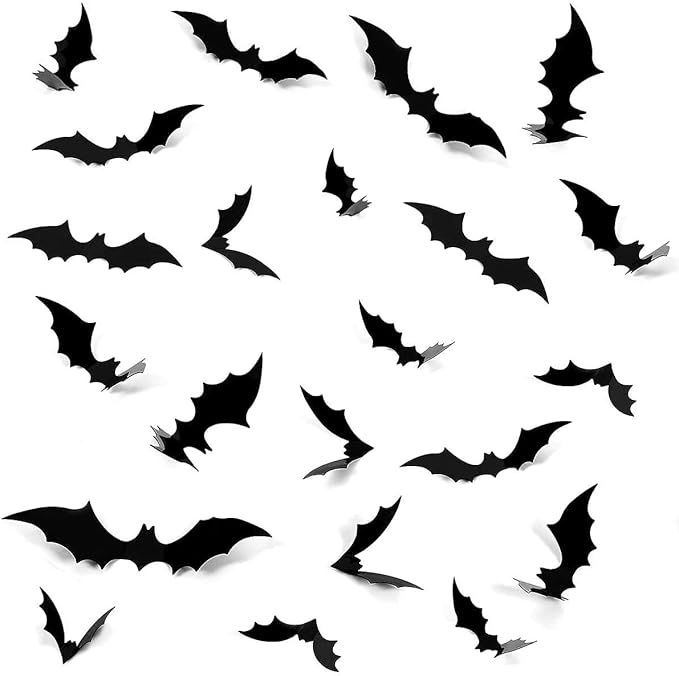 Halloween 3D Bats Decoration, 80 PCS 4 Sizes Realistic PVC Scary Bats Window Decal Wall Stickers ... | Amazon (US)