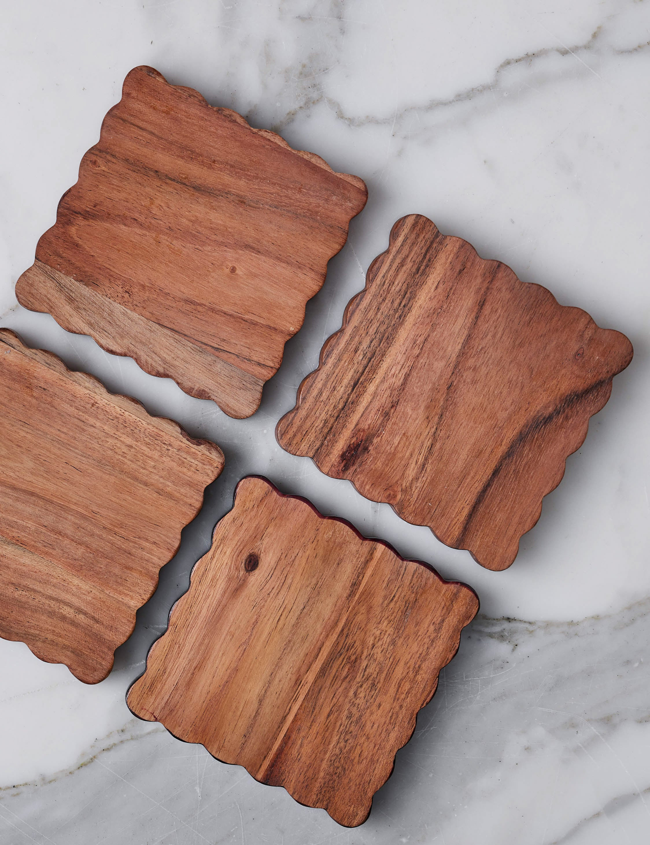 Scalloped Wood Coasters (Set of 4) by et�HOME, Natural | Lulu and Georgia 