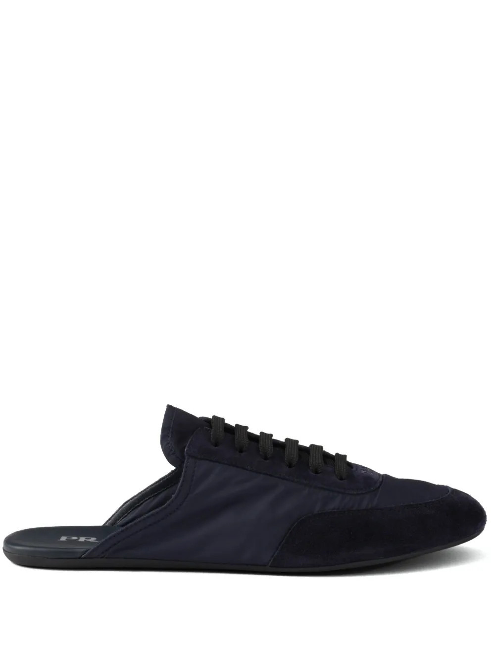 Prada Collapse Re-nylon and suede mules - Blue | Farfetch Global