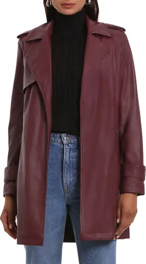 Open Front Faux Leather Trench Coat | Nordstrom Rack