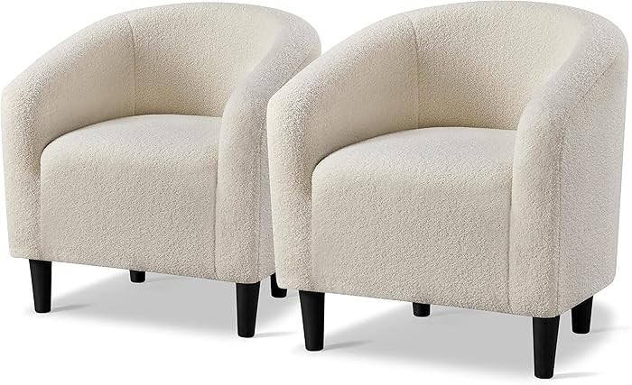 Topeakmart Accent Chair, Sherpa Barrel Chair with Soft Padded and Sturdy Legs for Living Room, Be... | Amazon (US)