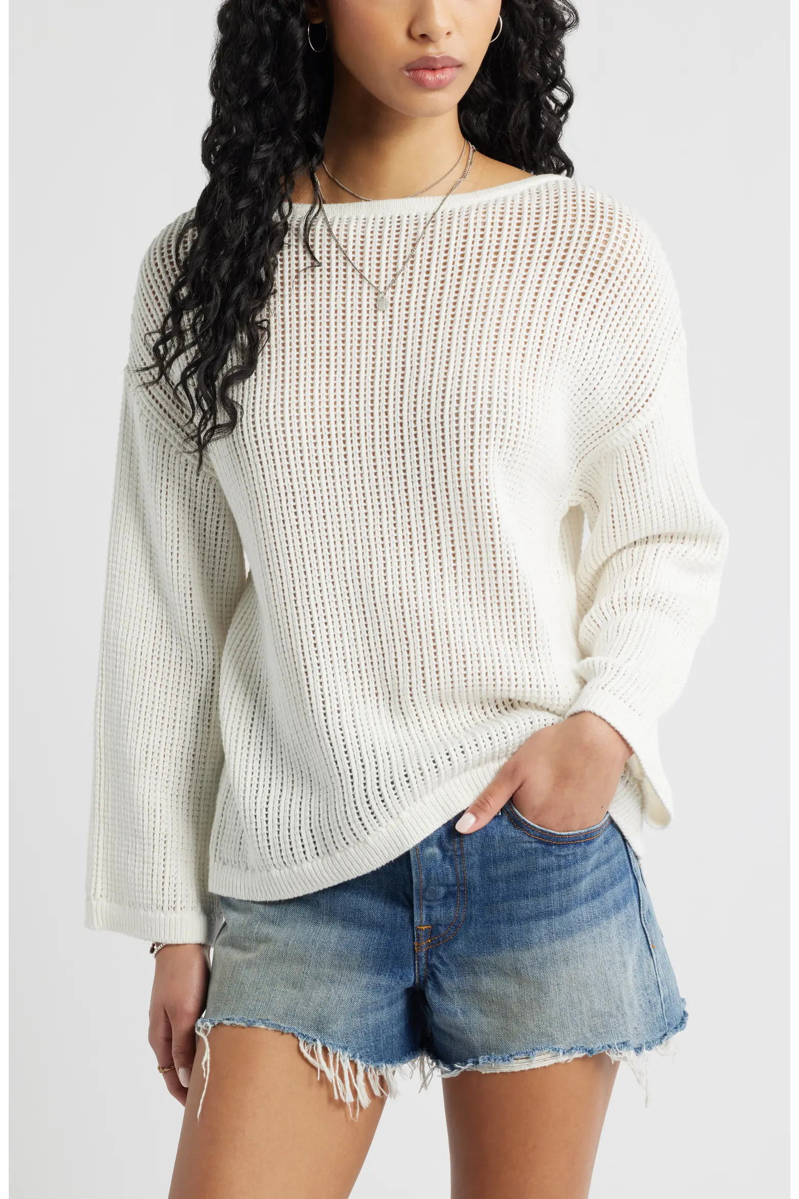 Cotton Open Stitch Sweater (Women) | Nordstrom | Nordstrom