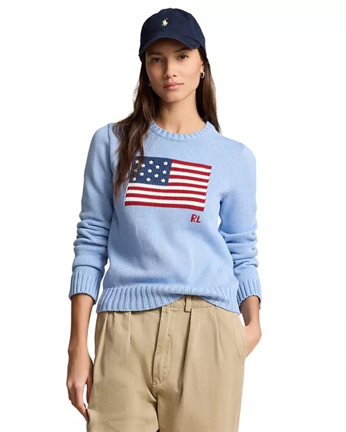 Ralph Lauren American Flag Cotton Crewneck Sweater  | Bloomingdale's Women | Bloomingdale's (US)