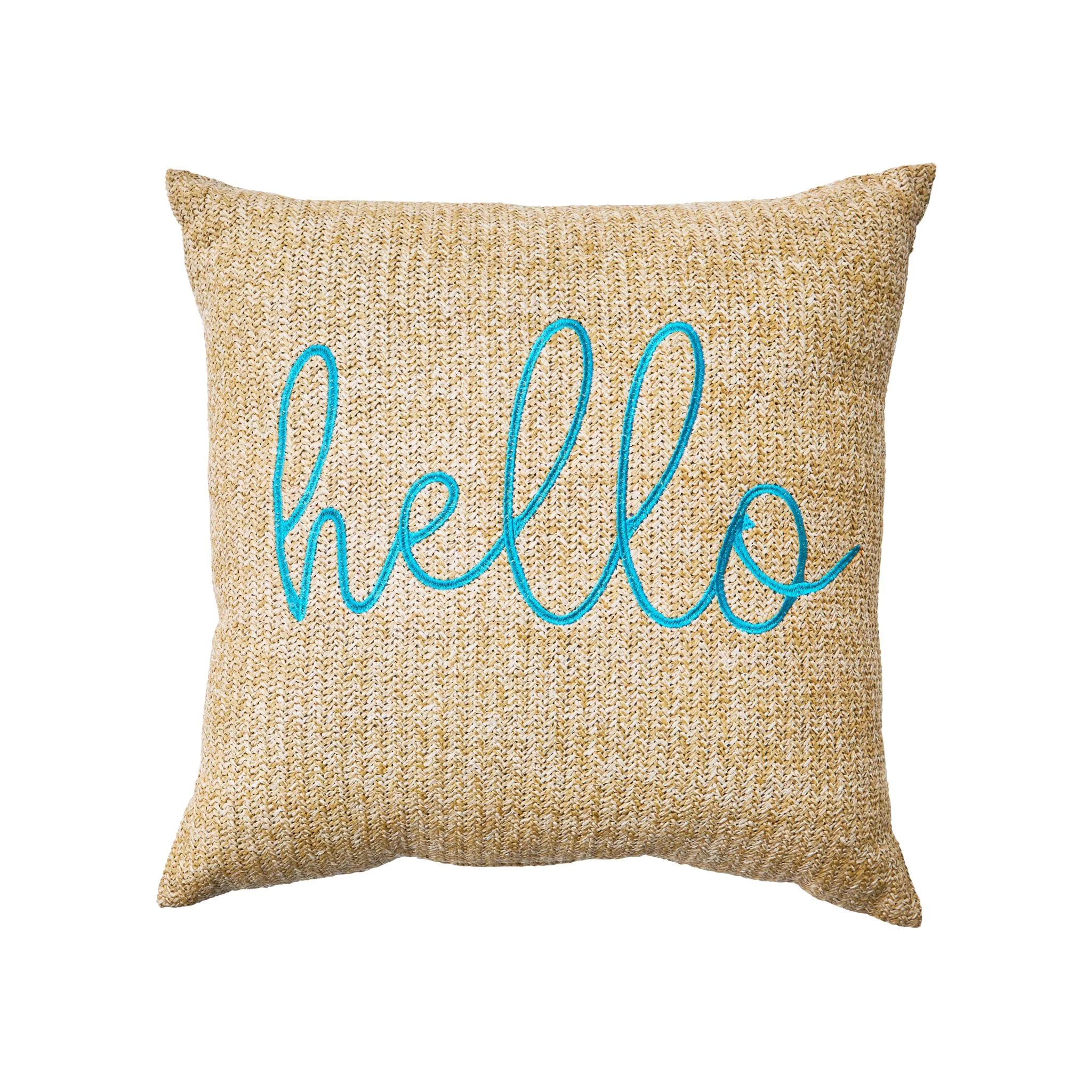 Better Homes & Gardens Hello Hermosa Outdoor Toss Pillow, 19" x 19" Square, Tan, One Pillow | Walmart (US)