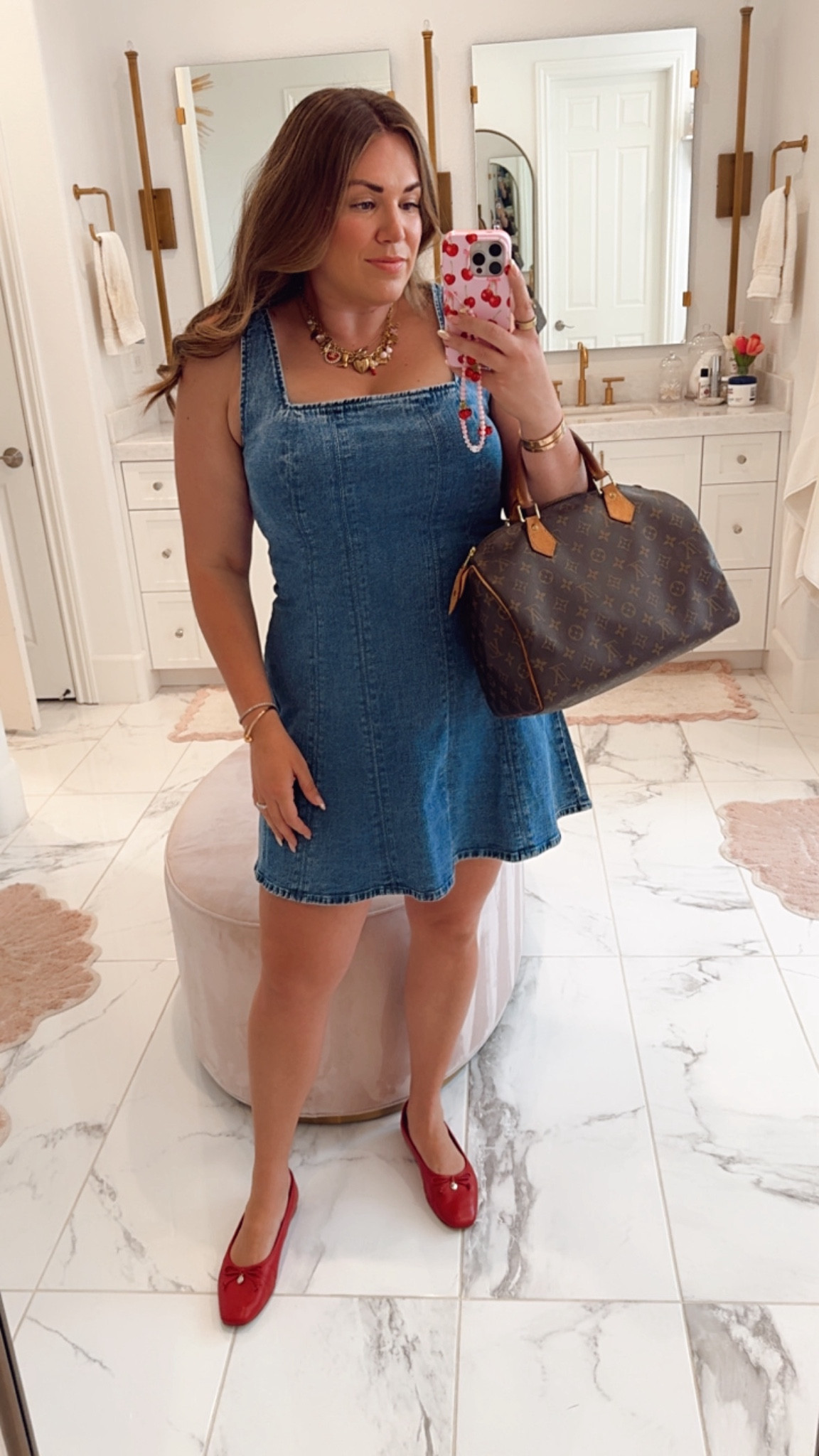 curvy denim dress + red ballet flats ❤️ wearing size large in dress 

#LTKBacktoSchool #LTKFindsUnder100 #LTKMidsize