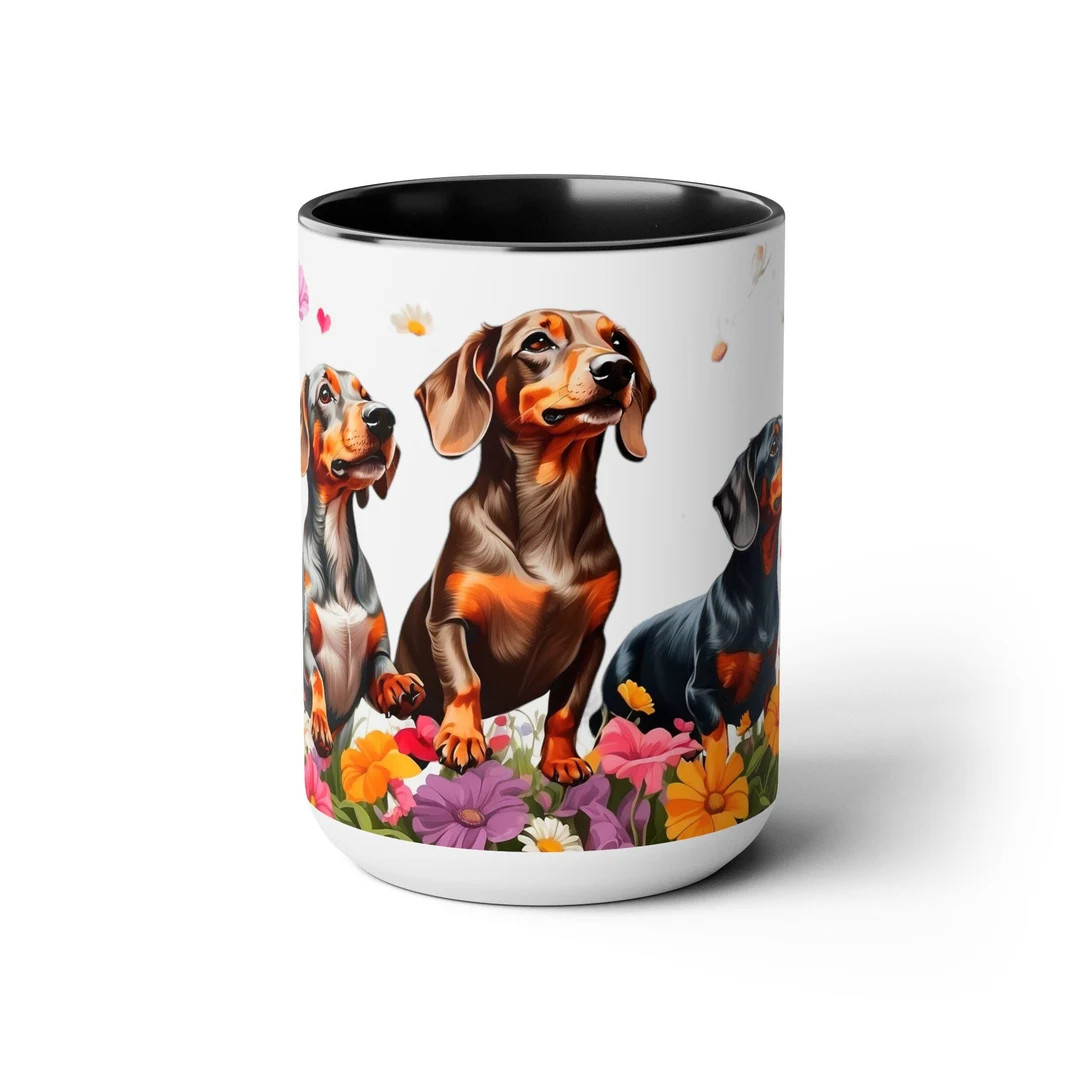 Dachshund in Daisies 15oz Coffee Mug Dual Color Ceramic Cup Perfect Gift for Pet Owners Charming ... | Etsy (US)