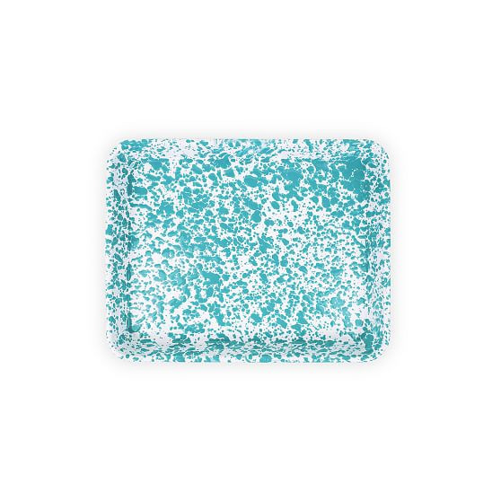 Marble/Splatter 11"x9" Rectangular Tray, Turquoise Splatter | West Elm (US)