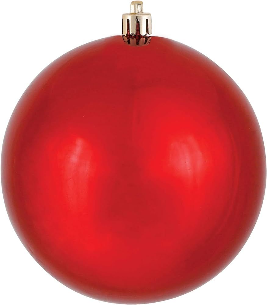 Vickerman 4" Red Shiny Ball Christmas Ornament, Shatterproof UV Resistant Plastic, Set of 6 for C... | Amazon (US)