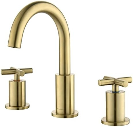 MR. FAUCET 2 Cross-Handles Bathroom Sink Vanity Faucets 3 Hole Deck Mount Includes Waste Drain, Soil | Amazon (US)