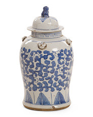 18in Handcrafted Twist Lotus Dragon Temple Jar With Lid | Home | Marshalls | Marshalls