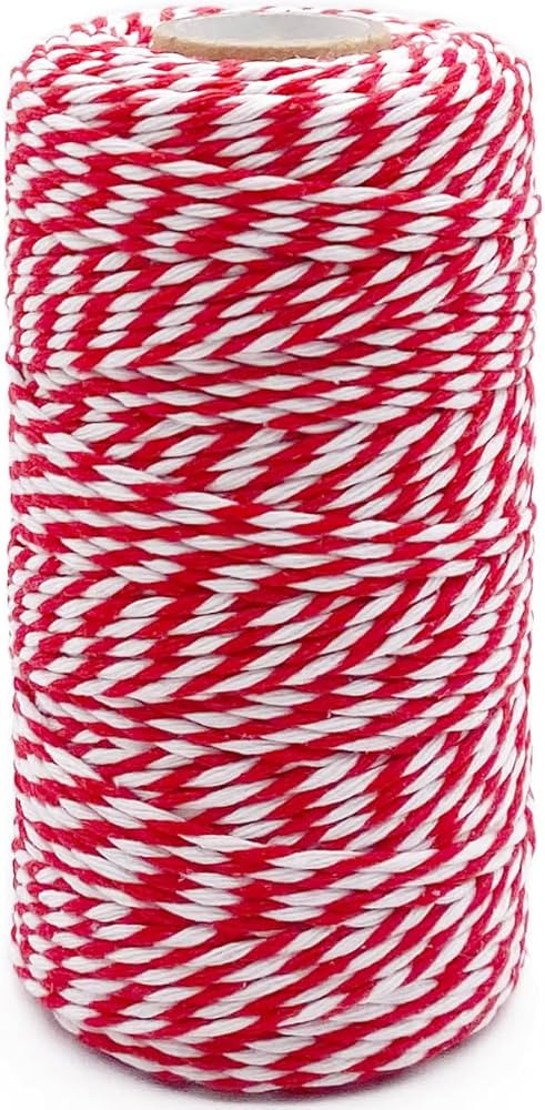 Cotton Twine Red and White Baker String 2mm Thick 328 Feet Christmas Twine for Gift Wrapping DIY ... | Amazon (US)