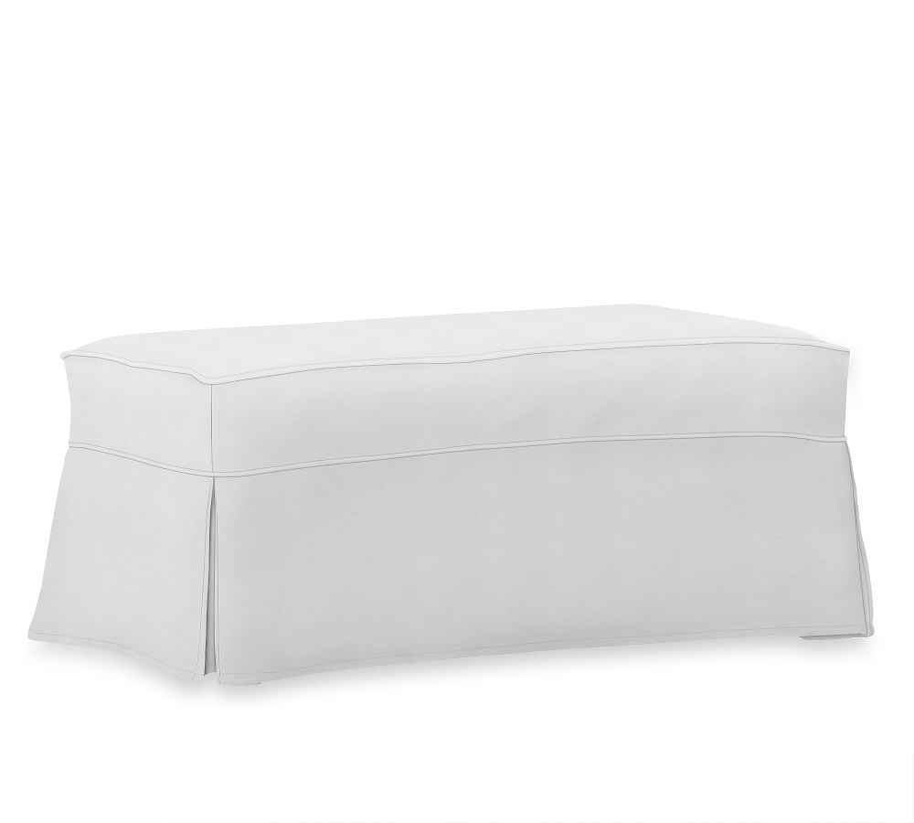 Charleston Slipcovered Ottoman, Polyester Wrapped Cushions, Performance Slub Cotton White | Pottery Barn (US)