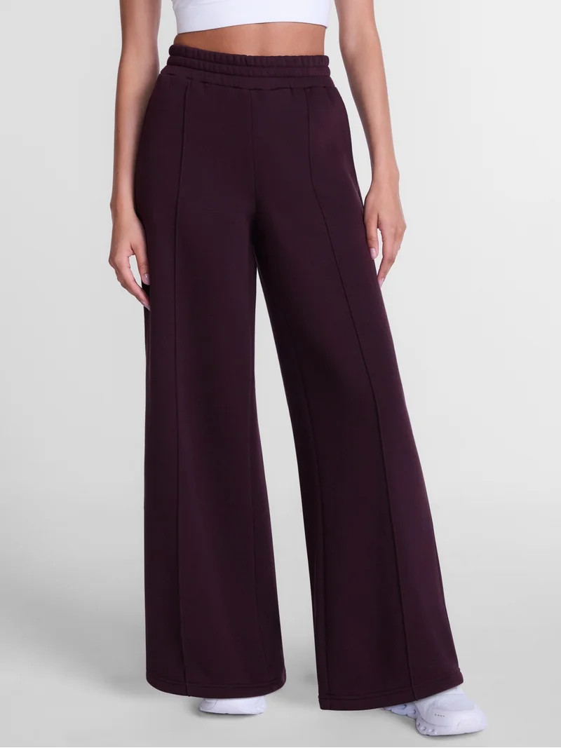 Athletic Works Women's and Women's Plus Pintuck Wide Leg Fleece Pants, 30" Inseam, Sizes XS-4X | Walmart (US)