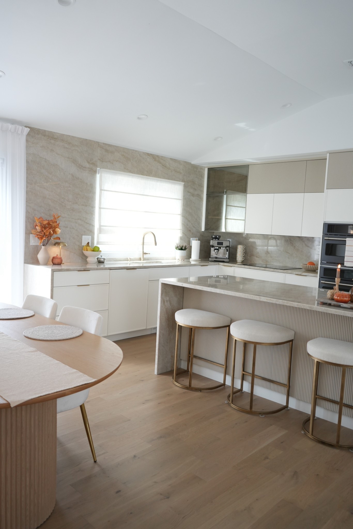 Kitchen styling , brass barstools , modern kitchen design, Roman shades 

#LTKSaleAlert #LTKSeasonal #LTKHome