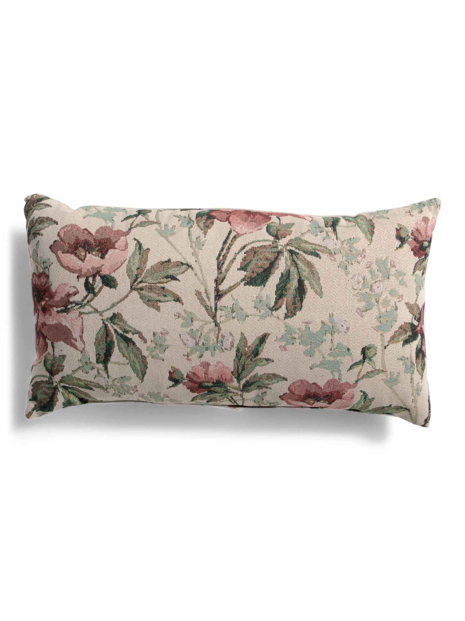Made In Usa 14x24 Esther Floral Tapestry Lumbar Feather Fill Pillow | TJ Maxx
