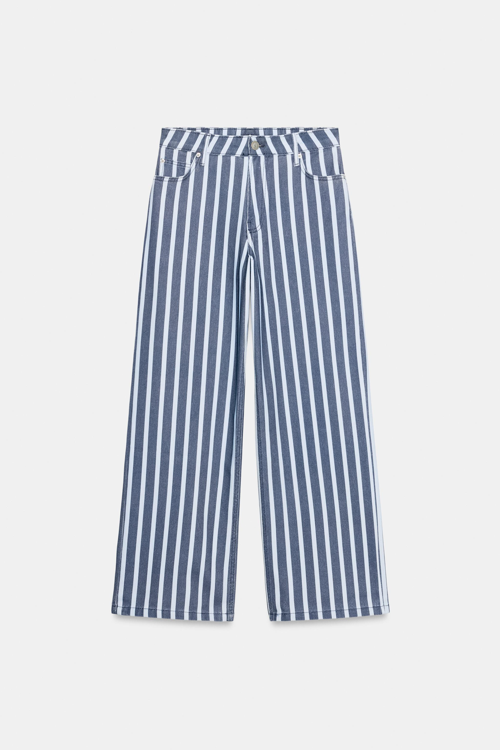 ZW COLLECTION MID-RISE STRIPED LOOSE FIT JEANS | Zara US