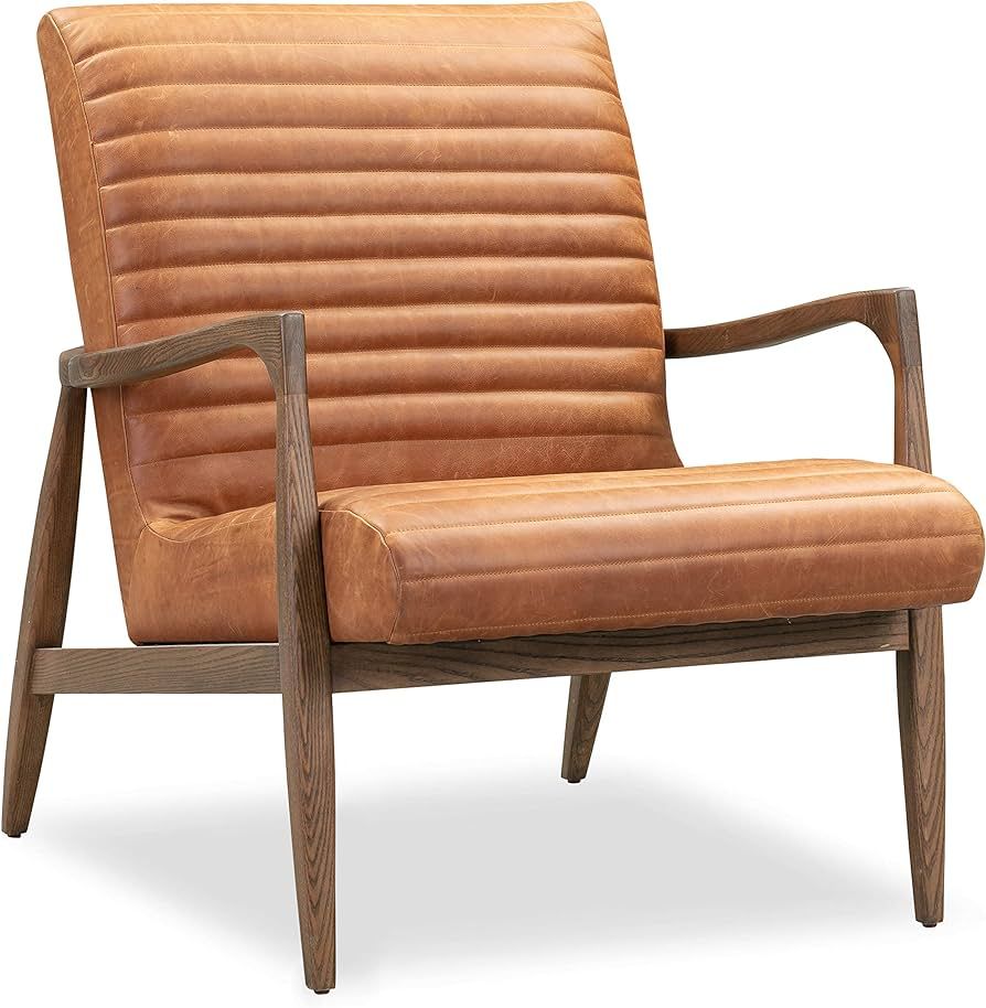 POLY & BARK Rowan Lounge Chair in Full-Grain Pure-Aniline Italian Leather, Cognac Tan | Amazon (US)